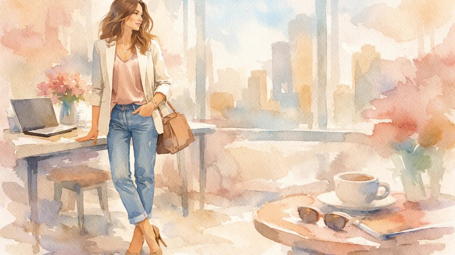 Exemple look bureau décontracté femme chic