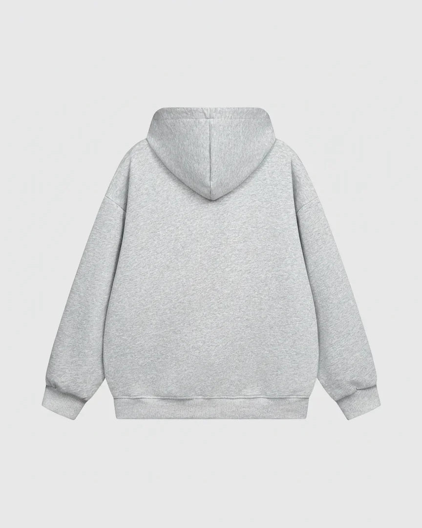Vue arrière du hoodie oversize femme gris brodé Urbain Couture