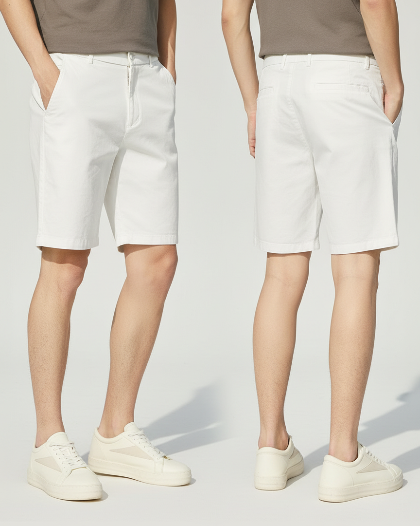 Short chino blanc élégant pour homme - Parfait pour un look frais et moderne, Urbain Couture.