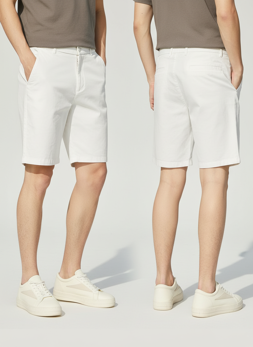 Short chino blanc élégant pour homme - Parfait pour un look frais et moderne, Urbain Couture.