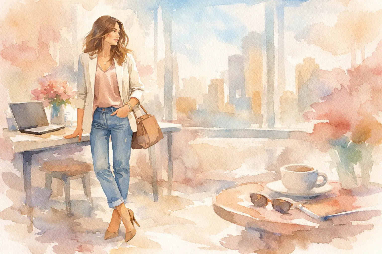 Exemple look bureau décontracté femme chic
