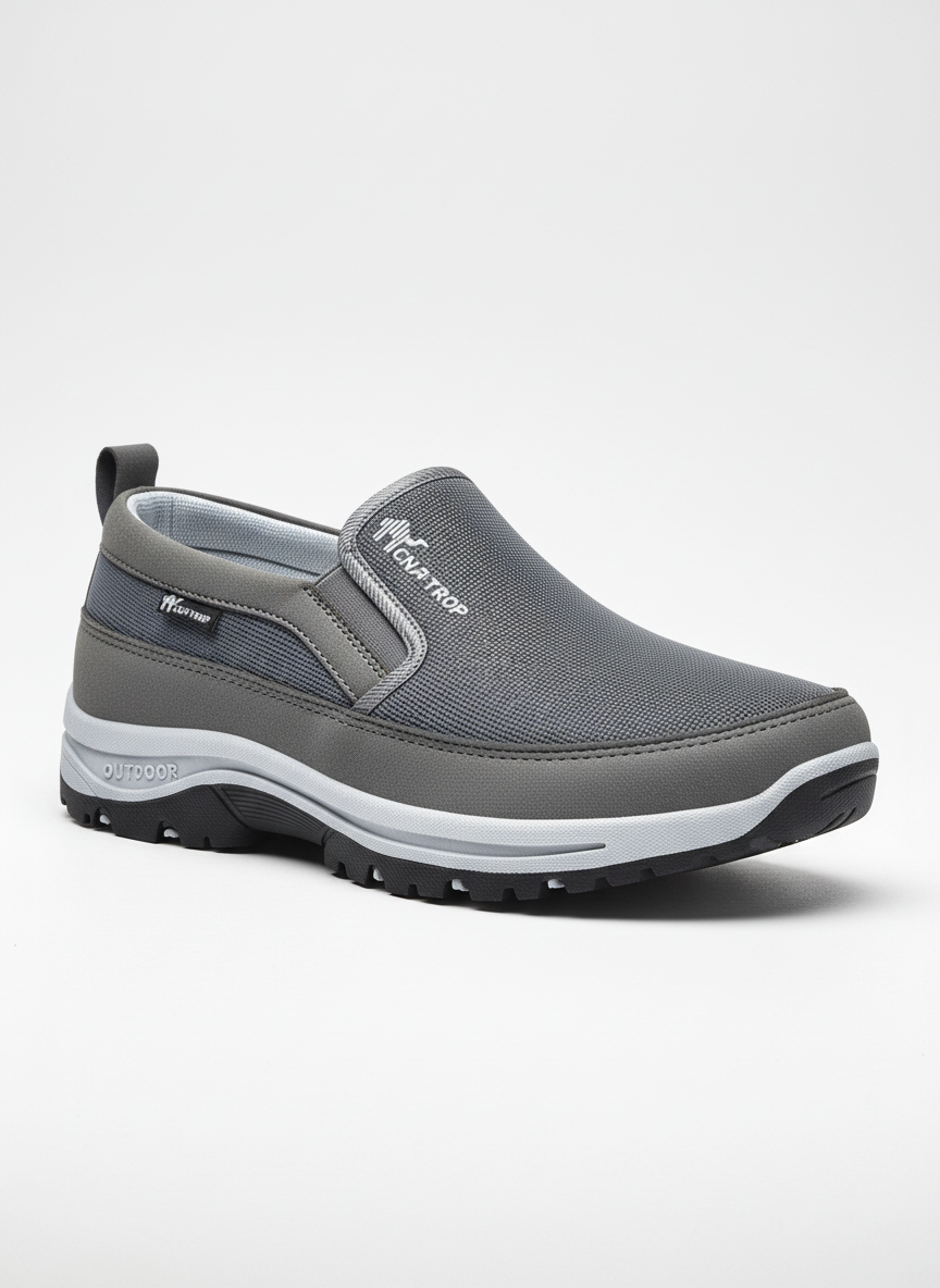 Chaussures orthopédiques homme Gris respirantes avec semelle ergonomique Urbain Couture