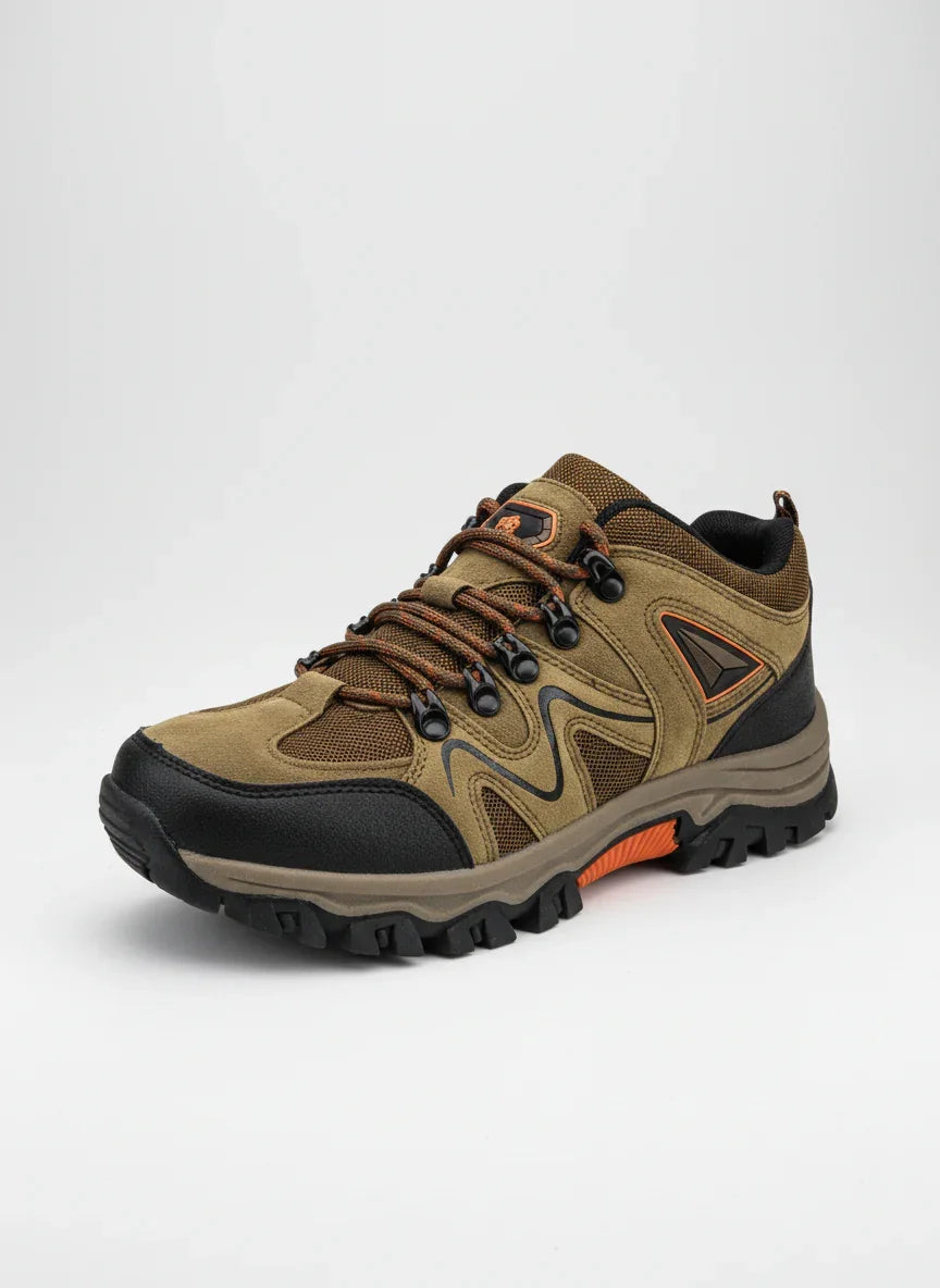 Chaussures de randonnée orthopédiques en daim Marron Terre L'Explorateur Pro avec semelle crantée Urbain Couture