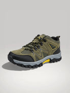 Vue latérale de la chaussure Explorateur Pro : semelle ergonomique amortissante et finition en daim de haute qualité pour homme et femme.