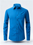 Chemise infroissable homme Bleu Paon modèle L'Impeccable style élégant et moderne