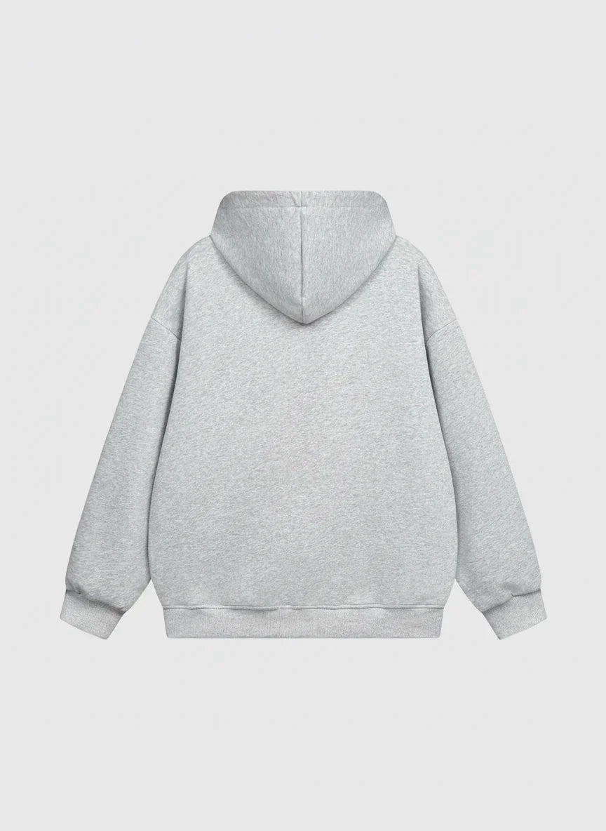 Vue arrière du hoodie oversize femme gris brodé Urbain Couture