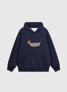 Hoodie oversize femme bleu marine brodé motif teckel Urbain Couture