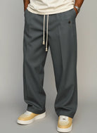 Pantalon fluide homme coupe large gris anthracite avec cordon de serrage style français Urbain Couture