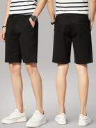 Short chino noir classique pour homme par Urbain Couture - vue de face et de dos, style décontracté chic.