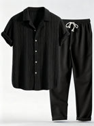 Ensemble complet en lin noir décontracté pour homme