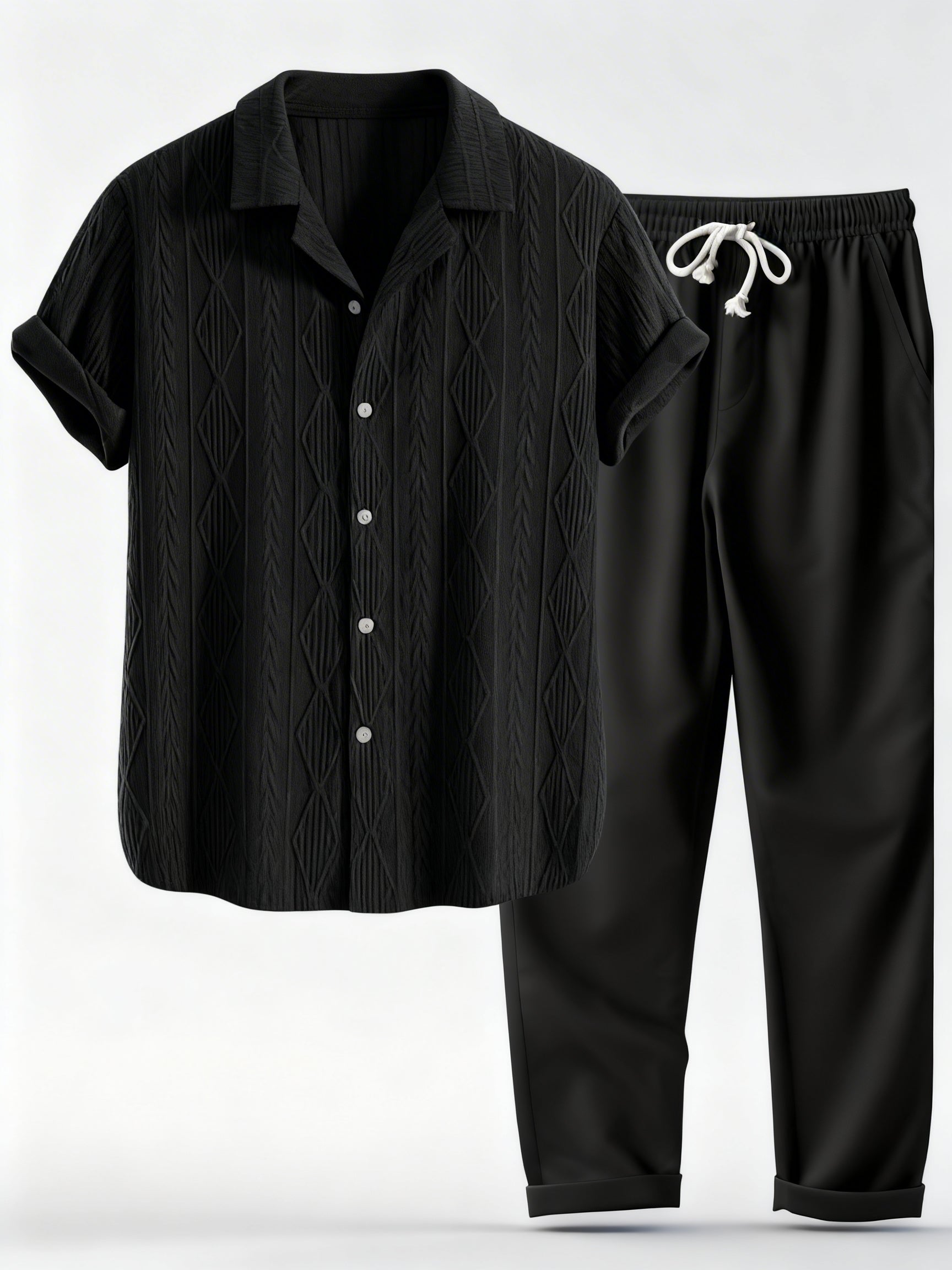 Ensemble complet en lin noir décontracté pour homme