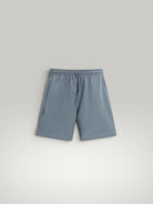 Urbain Couture blue textured double-face cotton blend oversized shorts with drawstring waist.