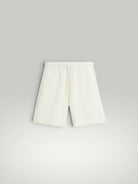 Urbain Couture cream textured oversized shorts with drawstring waist and side pockets.